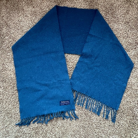 Burberry Cashmere Neckwear Scarf Mufler Made in Scotland—Blue - Picture 1 of 7